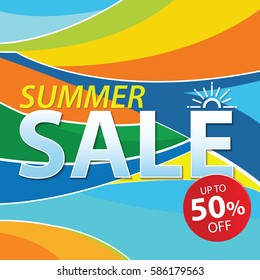 Summer sale background. Vector background for banner, poster, flyer, card, postcard, cover, brochure.
