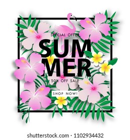Summer sale background vector illustration sale off template
