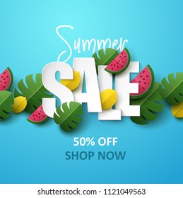 Summer sale background. Vector illustration.