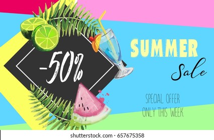 Summer sale background. Voucher discount.
