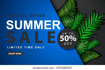 Summer Sale background for web banners, posters, online shopping ads, social media and networks, marketing materials.