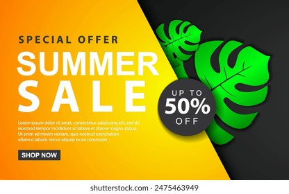 Summer Sale background for web banners, posters, online shopping ads, social media and networks, marketing materials.