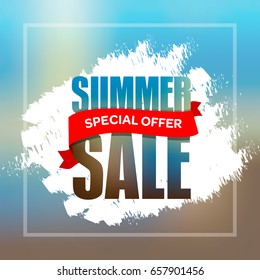 Summer sale badge, label, promo banner template vector illustration. Summer sale banner design.