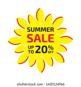 Summer sale banner up to 20 % off. Vector