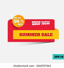 Summer Sale Banner up to 50 % Discount paper cut style ,summer sale concept EPS 10