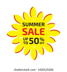 Summer sale banner up to 50 % off. Vector