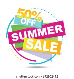 Summer sale banner. Sale 50off. Vector illustration.