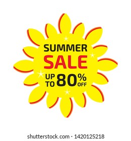 Summer sale banner up to 80 % off. Vector
