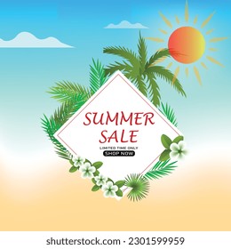 Summer sale banner background design. discount banner template. illustration design. offer banner design. discount backgrounds. web banner design. social media templates designs.