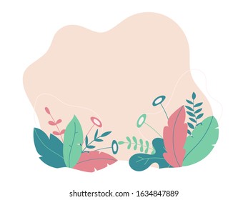 Summer sale banner background vector. Abstract fluid organic shape with tropical leaves and floral decoration. Exotic tropical leaf design for sale banner, flyer, invitation and website.