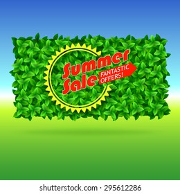 Summer sale banner with summer background. Vector illustration for your design and business