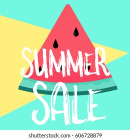 Summer sale banner with beautiful watermelon background 