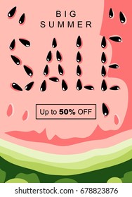 Summer sale banner with beautiful watermelon background