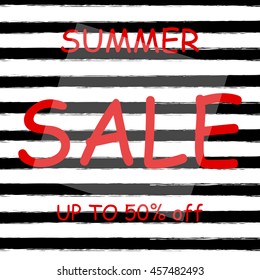  summer sale banner, Black and white striped background