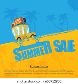 Summer Sale Banner With Car Design Template