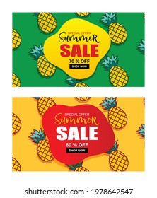 Summer sale banner cover template background. Summer discount special offer cute design.