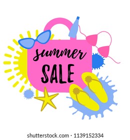 Summer sale banner design background. Vector illustration