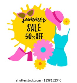 Summer sale banner design background. Vector illustration