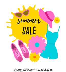 Summer sale banner design background. Vector illustration