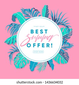 Summer Sale banner design. Best offer for summer sale promotion background. Eps10 vector.