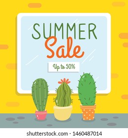 Summer sale banner design with doodle elements