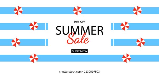 Summer sale banner design and illustration for offline and online sale.