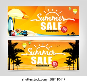 Summer Sale Banner Design in Isolated Background for Summer Promotions
