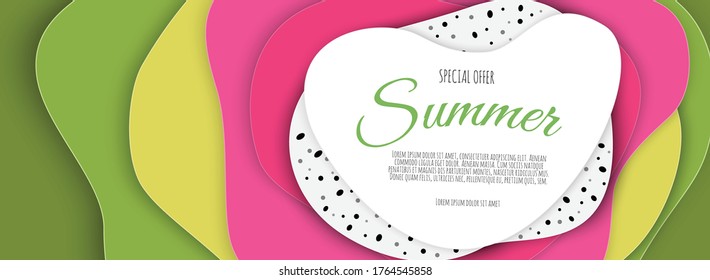 Summer sale banner design with paper cut dragon fruits.