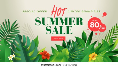 Summer sale banner design template. Vector illustration concept for internet marketing, poster, shopping ads, social media, web and graphic design.