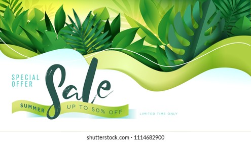 Summer sale banner design template. Vector illustration concept for internet marketing, poster, shopping ads, social media, web and graphic design.