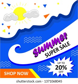 Summer Sale banner design template, vector illustration