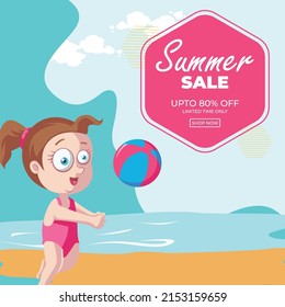 Summer sale banner design template.