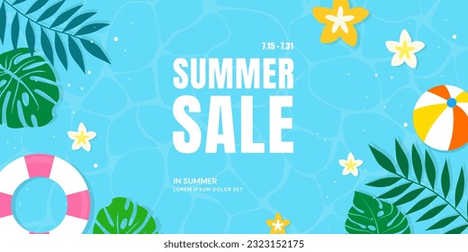 Summer sale banner design template. Vector illustration