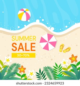 Summer sale banner design template. Vector illustration