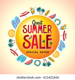 Summer Sale banner design template for promotion - Shutterstock ID 611421656