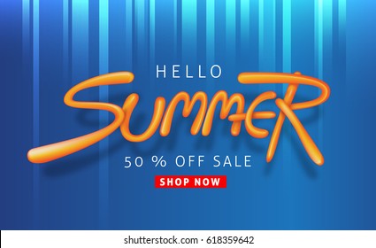 Summer sale banner design template.Vector illustration .discount voucher.