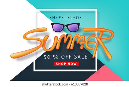 Summer Sale Banner Design Template.Vektorgrafik.Rabattgutschein.