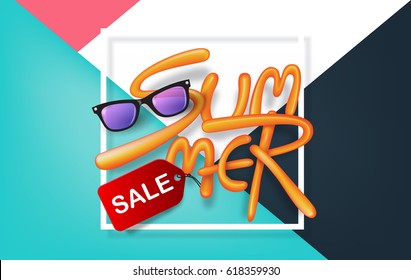Summer sale banner design template.Vector illustration .