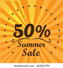 Summer sale banner design with text, Vector illustration