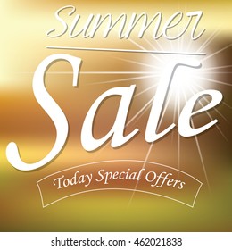 Summer sale banner design with text, Vector illustration