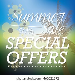 Summer sale banner design with text, Vector illustration