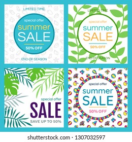 Summer sale banner design. Vector illustration