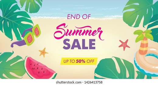 Summer sale banner design. Vector illustration