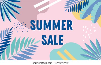 Summer sale, banner design with vintage colors