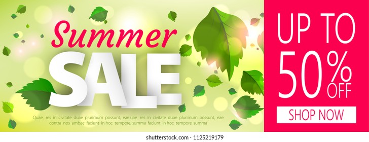 Summer Sale banner design for your business. Vector illustration.