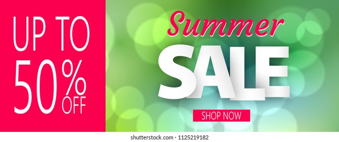 Summer Sale banner design for your business. Vector illustration.