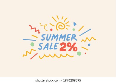 Summer sale banner discount up to 2% vector design. Enjoy Special offer summer sale tag for seasonal shopping discount promo advertisement. Vector illustration