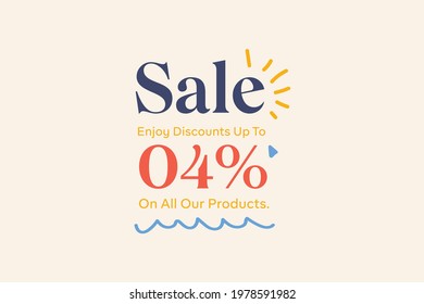 Summer sale banner discount up to 4% vector design. Enjoy Special offer summer sale tag for seasonal shopping discount promo advertisement. Vector illustration