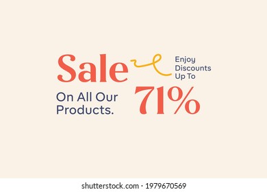 Summer sale banner discount up to 71% vector design. Enjoy Special offer summer sale tag for seasonal shopping discount promo advertisement. Vector illustration
