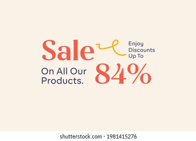 Summer sale banner discount up to 84% vector design. Enjoy Special offer summer sale tag for seasonal shopping discount promo advertisement. Vector illustration